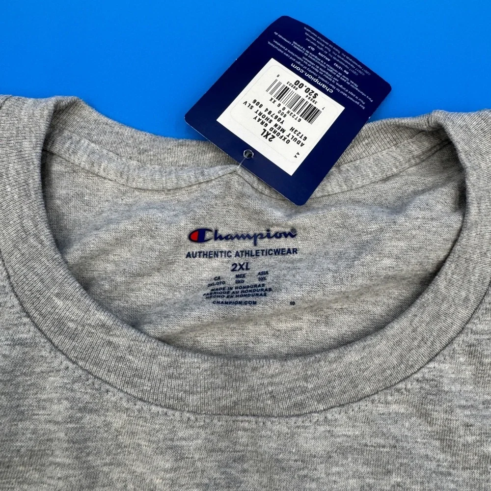 Champion Men's Gray Classic Logo T Shirt Short Sleeve Crew‎ Neck XXL - Picture 2 of 5